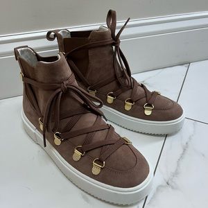 Stuart Weitzman Suede Ankle Boot with Laces